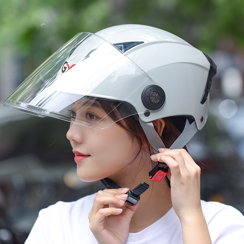 3C认证GXT电动摩托车头盔男女夏季防晒半盔灰四季通用夏天安全帽