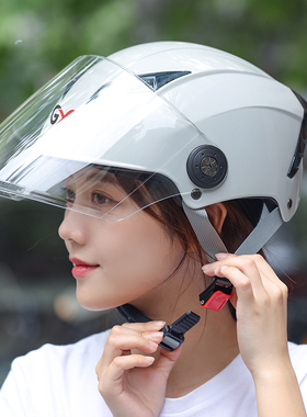 3C认证GXT电动摩托车头盔男女夏季防晒半盔灰四季通用夏天安全帽