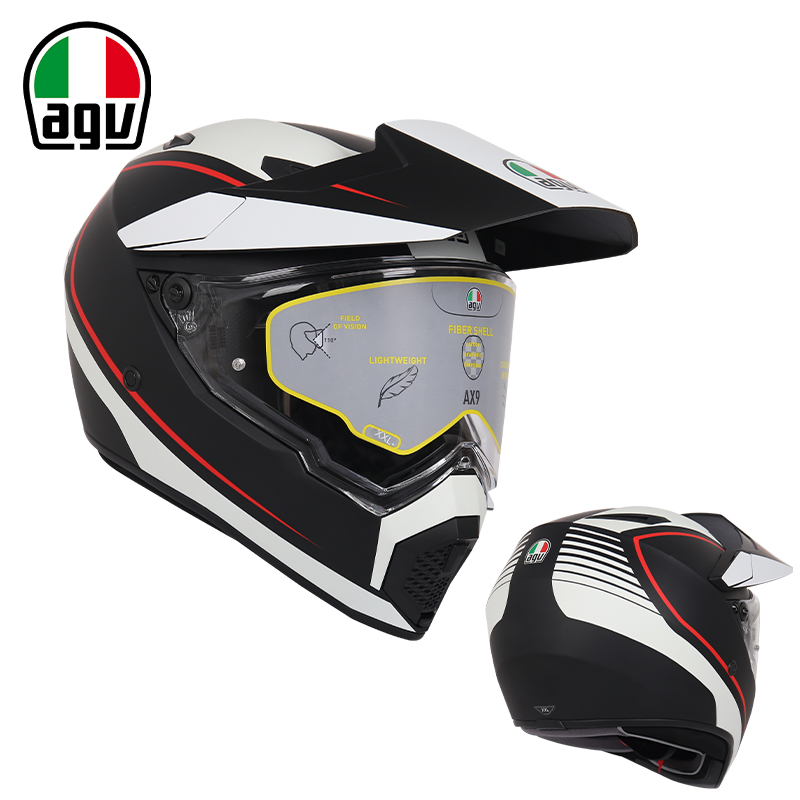 AGV摩托车头盔AX9碳纤维越野拉力盔全覆式机车男女赛车跑盔四季