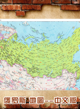 2024新款 俄罗斯地图 中文版墙贴 超大巨幅 交通 装饰画海报