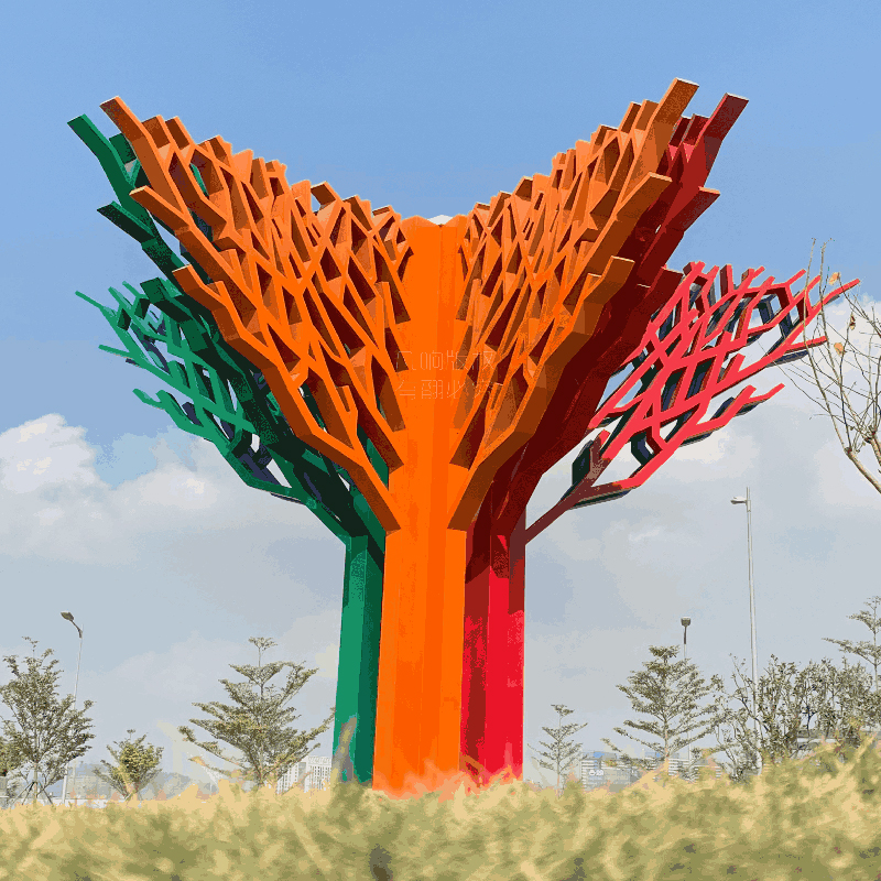 广州大型广场发光树不锈钢雕塑 园林景观钢结构雕塑工程厂家直销