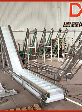 厂家定制尼龙链板爬坡机食品304不锈钢上料输送机 塑料链板提升机