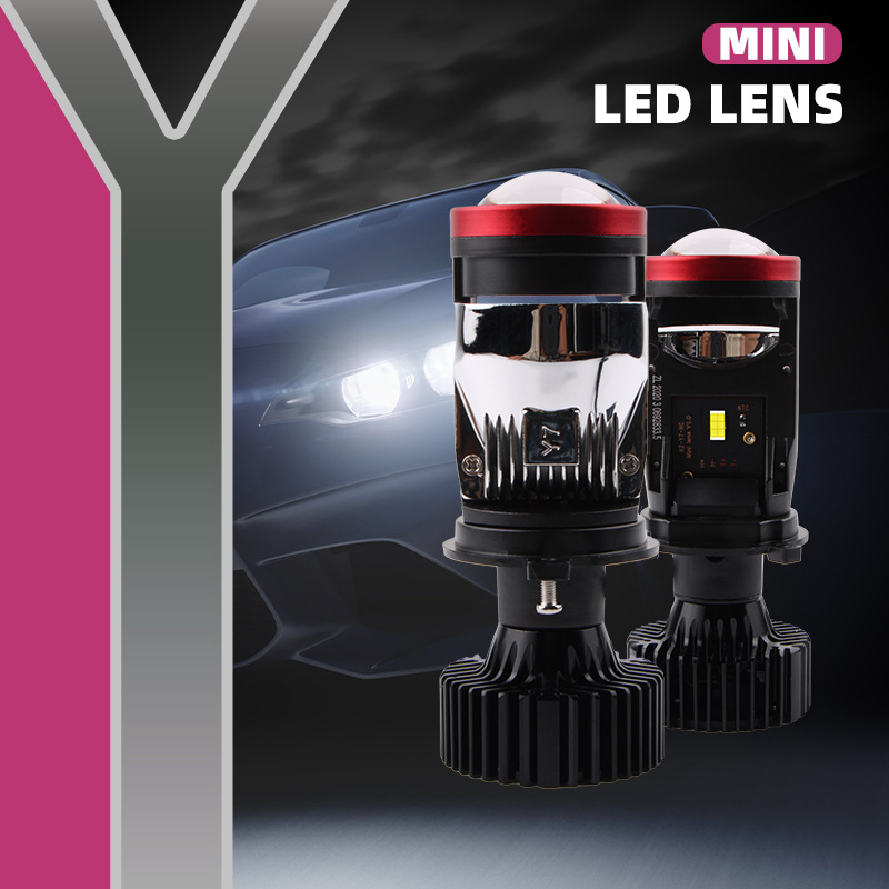 Y7Y8汽车LED前照大灯H4迷你双光透镜超亮聚光带切线摩托激光车灯