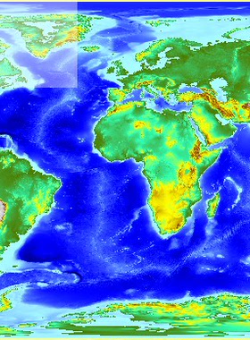 全球DEM高程数据模型陆地高程图灰度图含海域高程点arcgis格式TIF