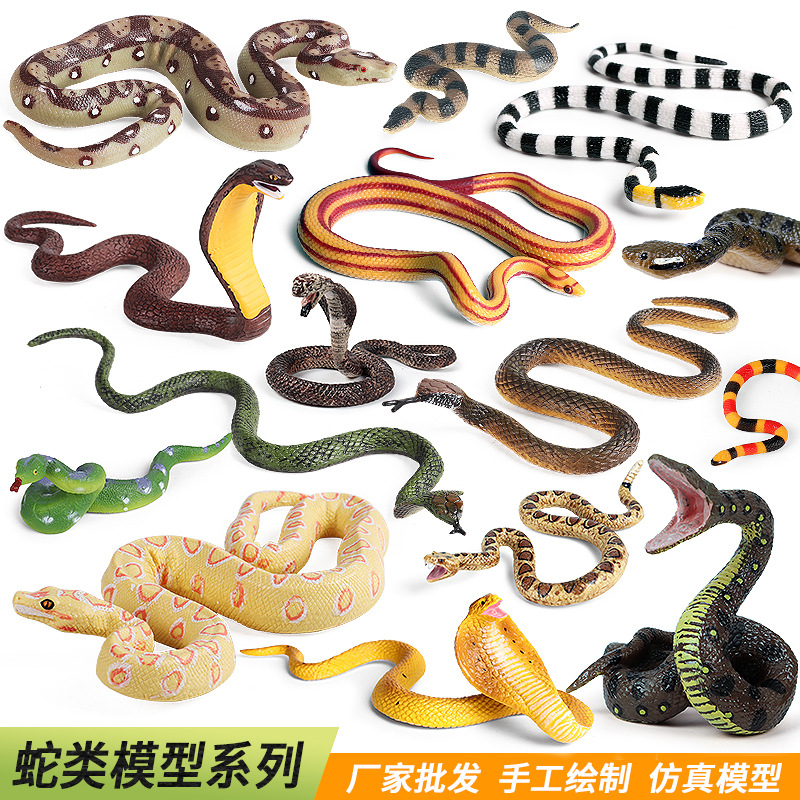 仿真蛇野生动物模型万圣节整蛊赤链蛇大蟒蛇响尾蛇眼镜蛇儿童玩具
