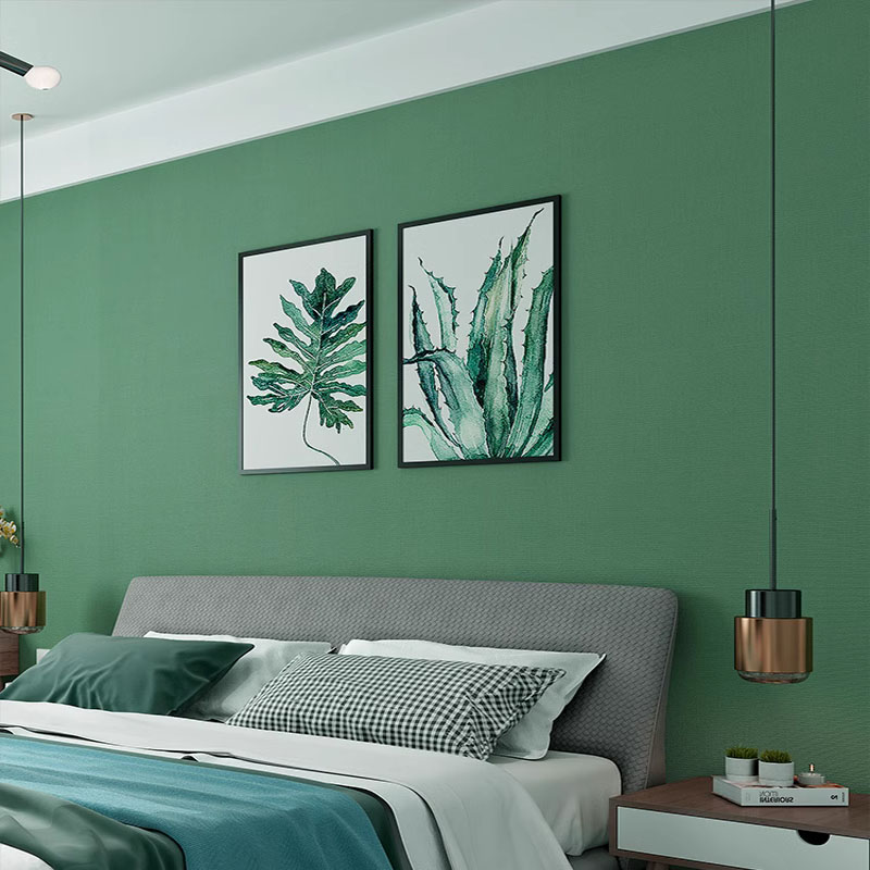 自粘墨绿色装饰即时贴墙壁纸墙纸防水贴纸直播背景墙贴护眼绿衣柜