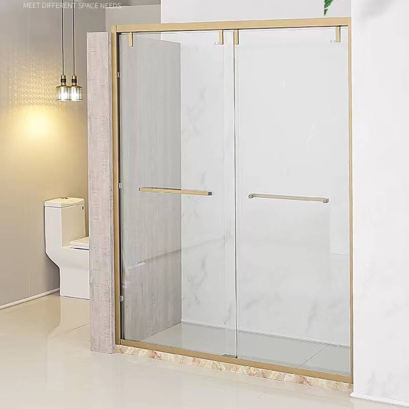 不锈钢一字型淋浴房极窄卫生间干湿分离浴室隔断玻璃推拉移门型