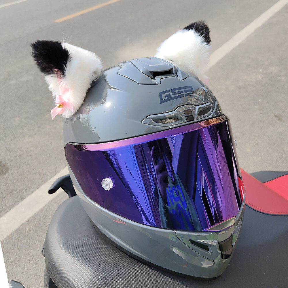 网红同款猫耳朵头盔装饰品毛绒可爱摩托车机车个性改装创意小配件