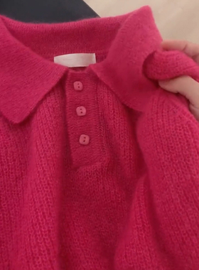 高级感超好看的树莓色羊绒衫毛衣女2023年秋冬软糯温柔针织衫上衣