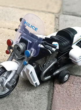 儿童惯性摩托车仿真交警巡逻警用摩托车电动声光男孩机车玩具模型