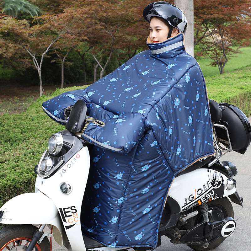 电动摩托车挡风被冬季加绒加厚挡风衣双面防水雨电瓶车挡风罩防寒