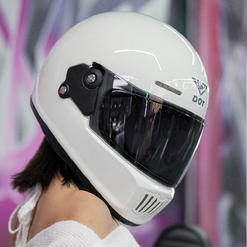 DOT复古全盔摩托车头盔机车男女通用全覆式个性夏季3C认证巡航灰