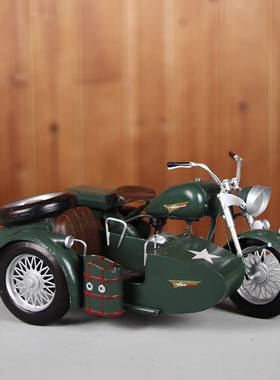 长江750边三轮摩托车模型侉子怀旧复古金属装饰品办公室桌面摆件