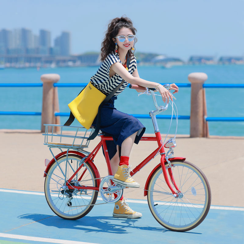 纽斯加复古女士女生自行车学生成人通勤代步变速自由畅想单车