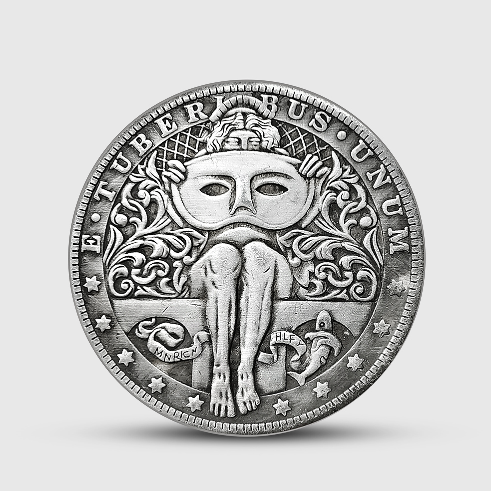 舞会面具女孩复古流浪币 硬币雕刻鹰洋银元美国银圆外国纪念摆件