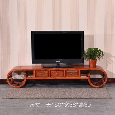 新款中式实木电视柜客厅简单电视机柜仿古雕花简约古典榆木卧室落