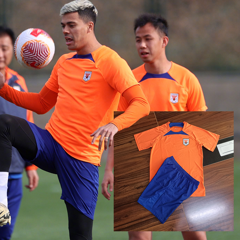 山东泰山足球训练服中超2024新款吸汗透气短袖套装团队队服球衣