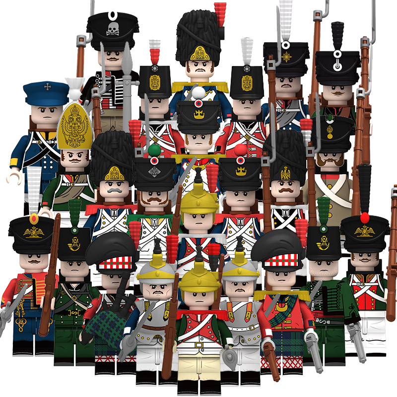 古代拿破仑士兵人仔线列步兵俄罗斯普鲁士适用于乐高拼装积木玩具