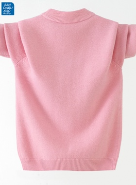 粉色中大童打底衫5-纯羊毛衫半高领女童毛衣10-女孩子款15岁加厚