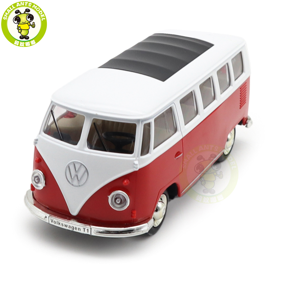 1/30彩珀 大众巴士T1 合金模型声光回力双开门儿童玩具车摆件收藏