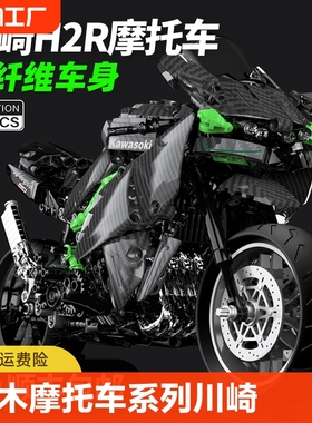 积木摩托车系列成年人高难度巨大型拼装玩具男孩宝马模型遥控忍者