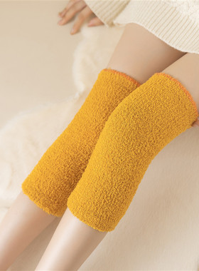 秋冬季珊瑚绒护膝袜子女加厚加绒保暖女士关节保护膝盖老寒腿袜套
