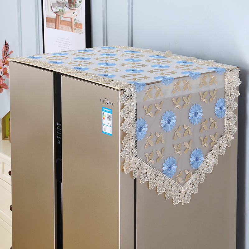 高档蕾丝绣花冰箱盖布双开门对单开门冰箱多功能装饰防尘盖巾布艺