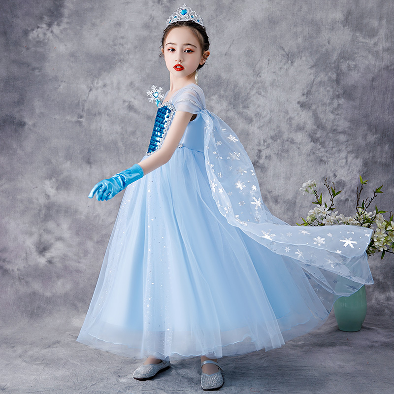 爱莎公主裙女儿童冰雪奇缘服装新款艾莎的衣服女童爱沙裙子短袖夏