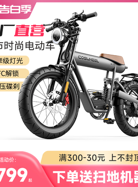 FTN新款低座T20s锂电池助力电动自行车复古山地车摩托车电单车