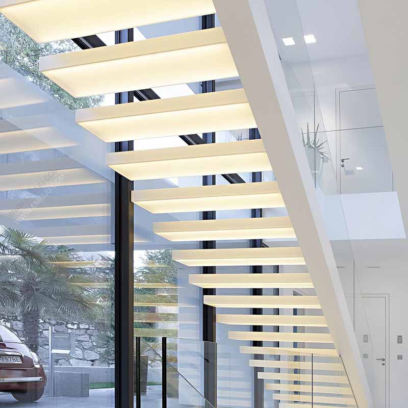 新品定制别墅旋转楼梯钢化玻璃楼梯扶手栏杆现代极简轻奢实木室内