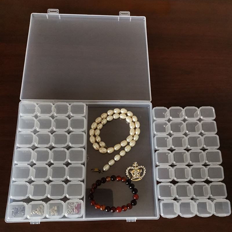 56格两周药盒便携塑料透明独立格盒美甲收纳盒饰品盒钻盒小零件盒