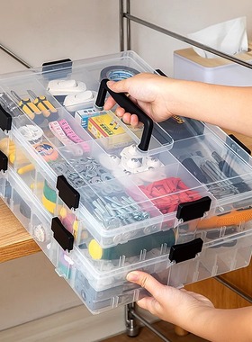 工具零件盒多格手提分格透明螺丝配件收纳箱电子元件积木塑料盒子