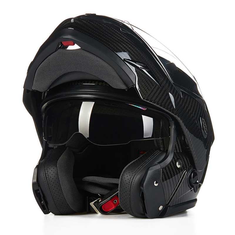 新中国台湾瑞狮摩托车头盔男双镜片揭面盔全盔碳纤维机车跑盔越野