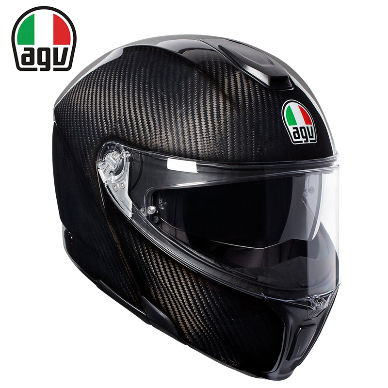 正品AGV 碳纤揭面盔头盔四季男女摩托车赛车双镜片防雾安全帽全盔