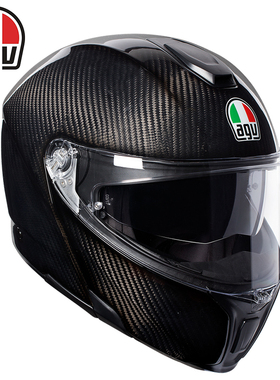 正品AGV 碳纤揭面盔头盔四季男女摩托车赛车双镜片防雾安全帽全盔