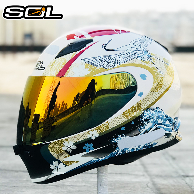 台湾SOL摩托车全盔浮世绘SF-2M机车骑行个性透气四季跑车头盔男女