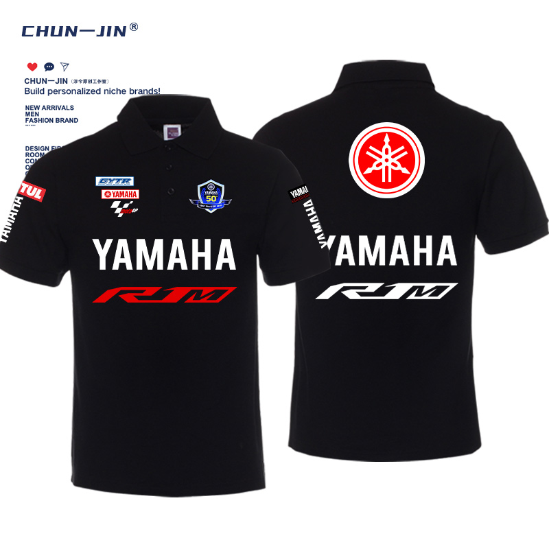 YAMAHA雅马哈r1m MotoGP摩托厂队骑行服机车短袖t恤polo衫上衣服
