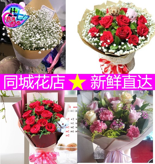 520母亲节沈阳市于洪新民区同城速递鲜花店生日红粉玫瑰康乃馨