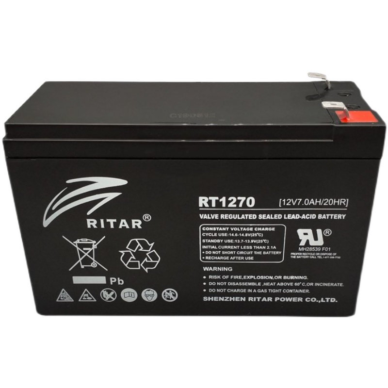 RITAR瑞达RT1270H备用蓄电池12V7AH通力迅达电梯平层应急照明电源