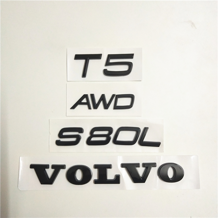 适用老款VOLVO沃尔沃S80L汽车尾标英文车标黑色S60L后标改装车贴