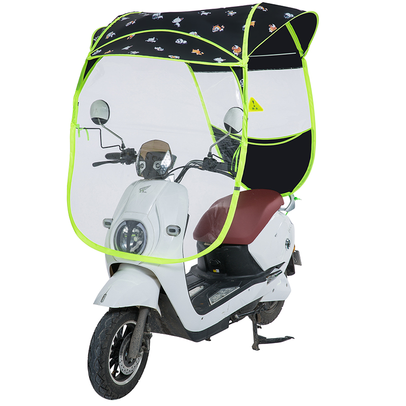 网红电动摩托车雨棚新款黑胶电动车雨伞遮阳棚透明踏板车防雨防风