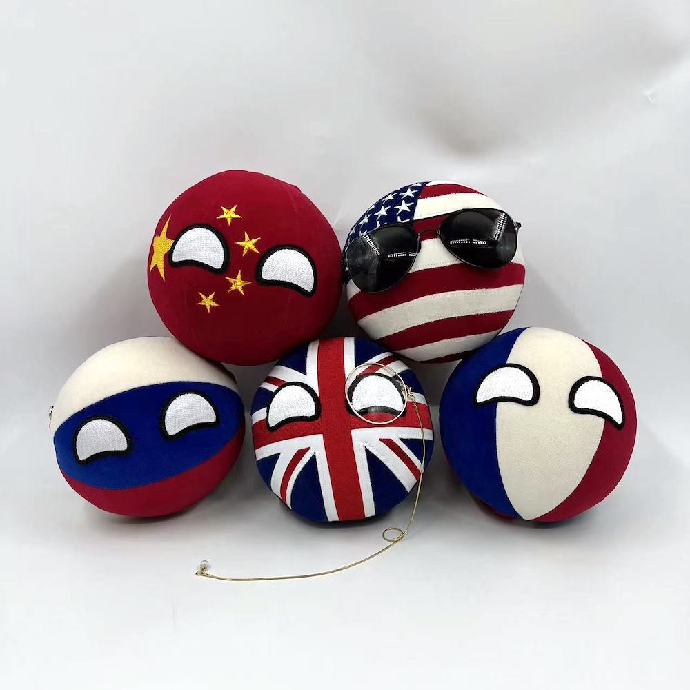 五常跳跳球组合英国美国俄罗斯中国法国学说话唱歌波兰球漫画玩具