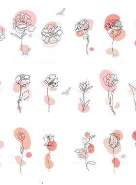 手绘简笔画抽象线稿玫瑰郁金香花朵装饰画logo图标插画AI设计素材
