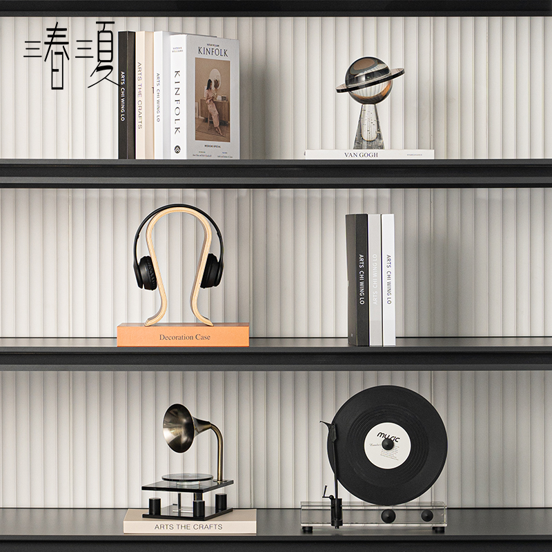 创意复古老式喇叭唱片机模型卧室音乐吧台壁龛留声机软装饰品摆件