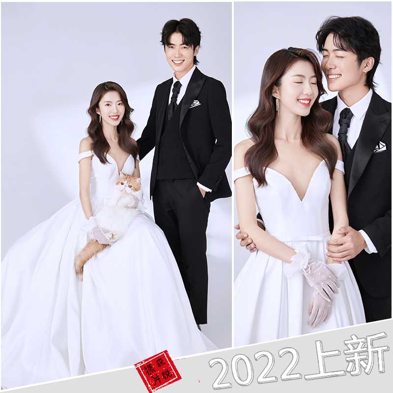 新款婚纱照样片韩式纯色室内情侣照写真样版H1031