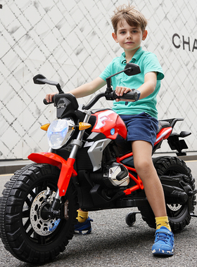 儿童电动摩托车大电瓶超长续航防爆胎3到12岁多功能早教二轮童车