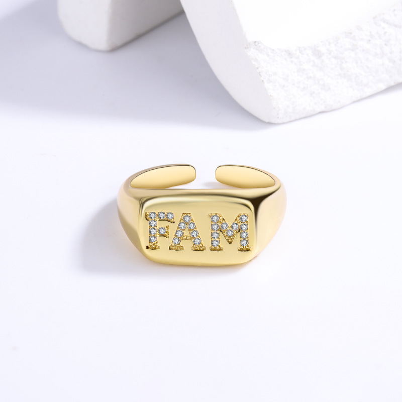 跨境热销英文字母欧美戒指ringINS风时尚流行女嘻哈潮流气质指环
