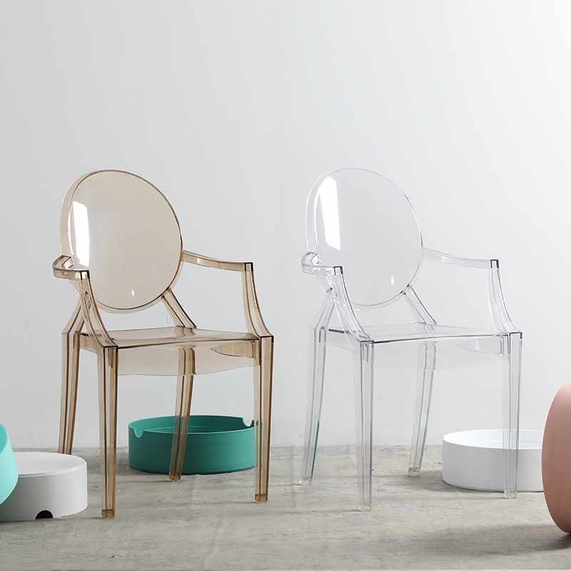 透明塑料椅子亚克力餐椅水晶椅北欧简约魔鬼幽灵椅创意网红扶手椅