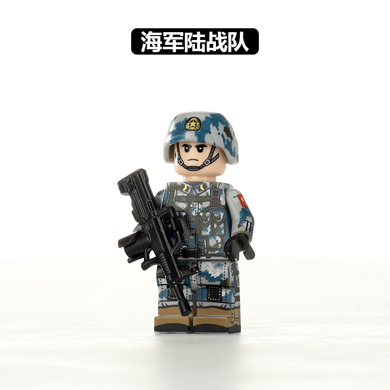 中国积木特种兵警察军事人仔男生益智拼装积木玩具模型海军陆战队