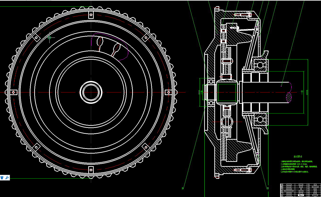 拉式膜片弹簧离合器的设计2D图机械CAD素材
